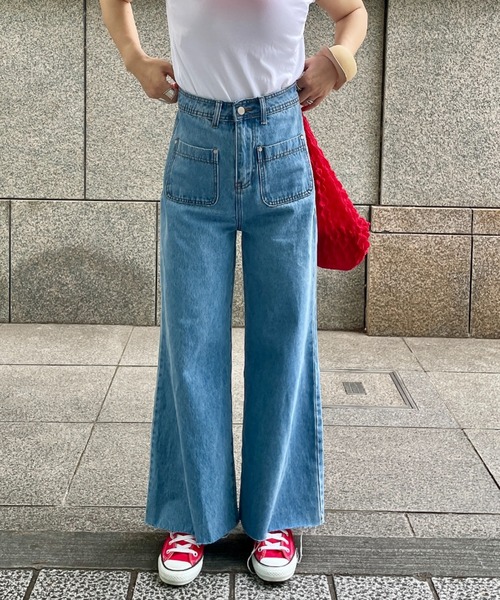 セール】フロントポケットハイウエストフレアデニム(comochi select