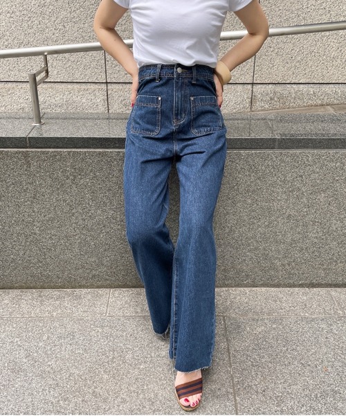 セール】フロントポケットハイウエストフレアデニム(comochi select