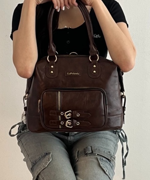 Silly（シリー）の「3Wayレトロレザーバッグ（ハンドバッグ・レディース・ブラウン・FREE）」の2枚目の写真