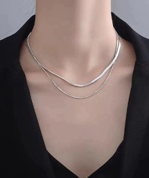 ampm（エーエムピーエム）の「2連風メタルチェーンネックレス／レイヤードアクセサリー（ネックレス）」