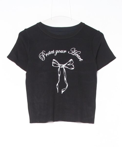 Per sist ence(パーシエンス)の「リボンプリントTシャツ(Tシャツ/カットソー・レディース・グレー/ブラック/ホワイト・ONE SIZE)」の12枚目の写真