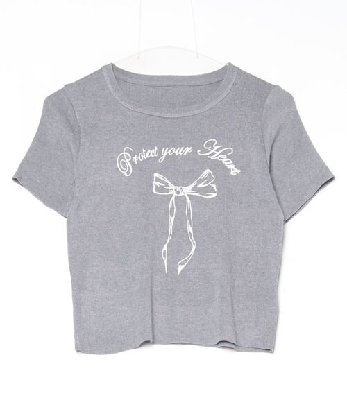 Per sist ence(パーシエンス)の「リボンプリントTシャツ(Tシャツ/カットソー・レディース・グレー/ブラック/ホワイト・ONE SIZE)」の10枚目の写真