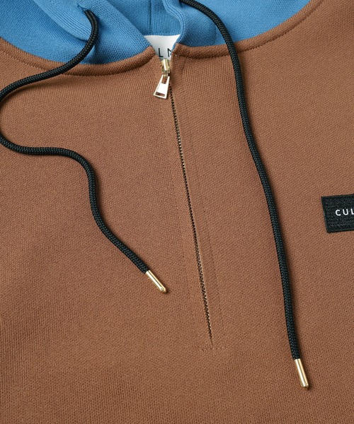 CULLNI（クルニ）の「Embroidery Patch Half Zip Knit Hoodie（パーカー・メンズ・グレー/ブラック/ブラウン/ネイビー・2/1/0）」の9枚目の写真