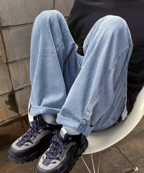 ARCADE(アーケード)の「ワイド デニムパンツ ロールアップ ビンテージウォッシュ ジーパン -ARCADE Limited Line-(デニムパンツ・メンズ・サックスブルー/ライトブルー/グレー・M/L/XL/2XL)」の12枚目の写真