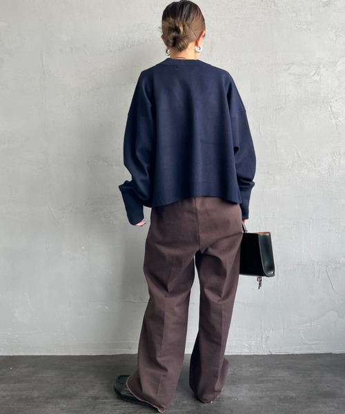 AMERICANA（アメリカーナ）の「[Americana/アメリカーナ] 別注 フロントロゴ ショート丈 Vネックカーディガン（カーディガン/ボレロ・レディース・ネイビー/ブラウン・ONE SIZE）」の10枚目の写真