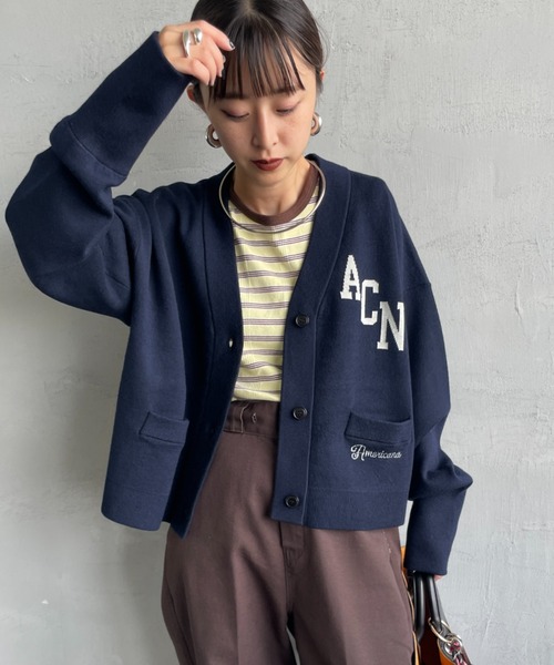 アメリカーナ　カーディガン セール】[Americana/アメリカーナ] 別注 フロントロゴ ショート丈 V