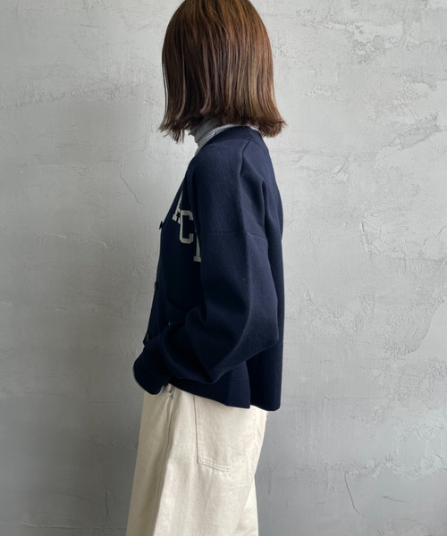 AMERICANA（アメリカーナ）の「[Americana/アメリカーナ] 別注 フロントロゴ ショート丈 Vネックカーディガン（カーディガン/ボレロ・レディース・ネイビー/ブラウン・ONE SIZE）」の14枚目の写真