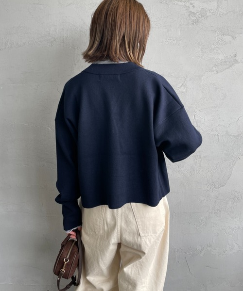 AMERICANA（アメリカーナ）の「[Americana/アメリカーナ] 別注 フロントロゴ ショート丈 Vネックカーディガン（カーディガン/ボレロ・レディース・ネイビー/ブラウン・ONE SIZE）」の15枚目の写真