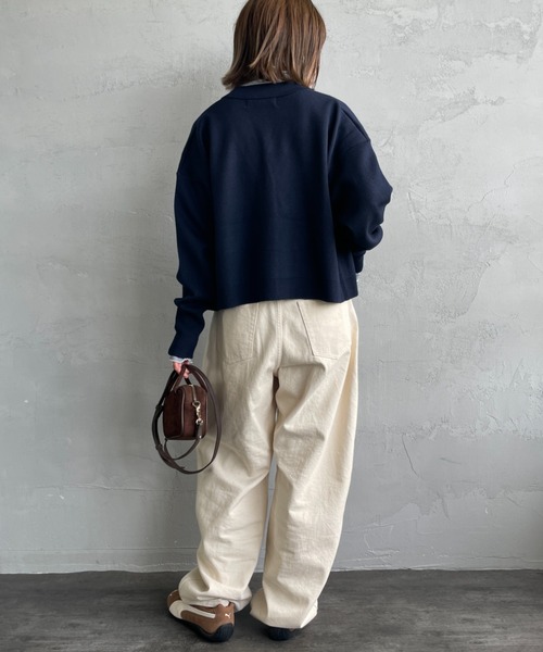 AMERICANA（アメリカーナ）の「[Americana/アメリカーナ] 別注 フロントロゴ ショート丈 Vネックカーディガン（カーディガン/ボレロ・レディース・ネイビー/ブラウン・ONE SIZE）」の18枚目の写真