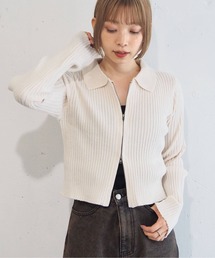 tiptop | ベロア調ダブルジップカーディガン(カーディガン/ボレロ)