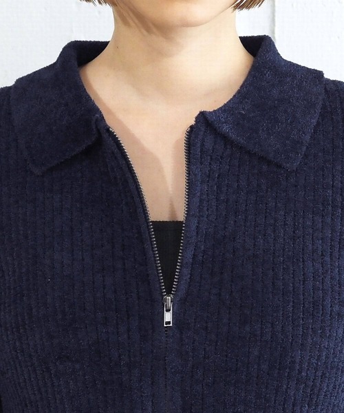 tiptop（ティップトップ）の「ベロア調ダブルジップカーディガン（カーディガン/ボレロ・レディース・チャコールグレー/アイボリー/ネイビー/ボルドー・FREE）」の13枚目の写真