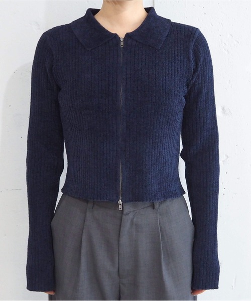 tiptop（ティップトップ）の「ベロア調ダブルジップカーディガン（カーディガン/ボレロ・レディース・チャコールグレー/アイボリー/ネイビー/ボルドー・FREE）」の12枚目の写真