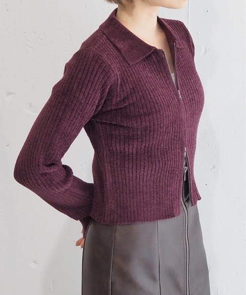 tiptop（ティップトップ）の「ベロア調ダブルジップカーディガン（カーディガン/ボレロ・レディース・チャコールグレー/アイボリー/ネイビー/ボルドー・FREE）」の19枚目の写真