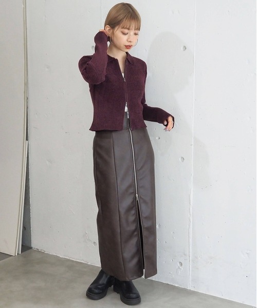 tiptop（ティップトップ）の「ベロア調ダブルジップカーディガン（カーディガン/ボレロ・レディース・チャコールグレー/アイボリー/ネイビー/ボルドー・FREE）」の21枚目の写真