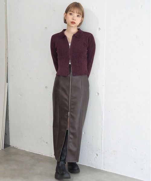 tiptop（ティップトップ）の「ベロア調ダブルジップカーディガン（カーディガン/ボレロ・レディース・チャコールグレー/アイボリー/ネイビー/ボルドー・FREE）」の22枚目の写真