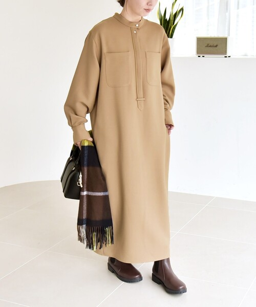 セール】quaranciel:〈洗濯機可能〉ダブルクロス スタンドカラー