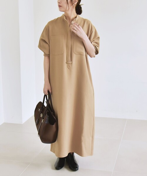 セール】quaranciel:〈洗濯機可能〉ダブルクロス スタンドカラー