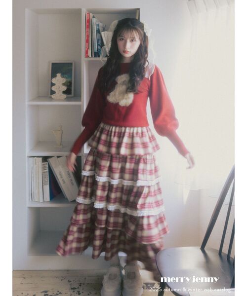 merry jenny（メリージェニー）の「ティアードティアードチェックスカート（スカート・レディース・ブラック/グリーン/レッド・FREE）」の4枚目の写真