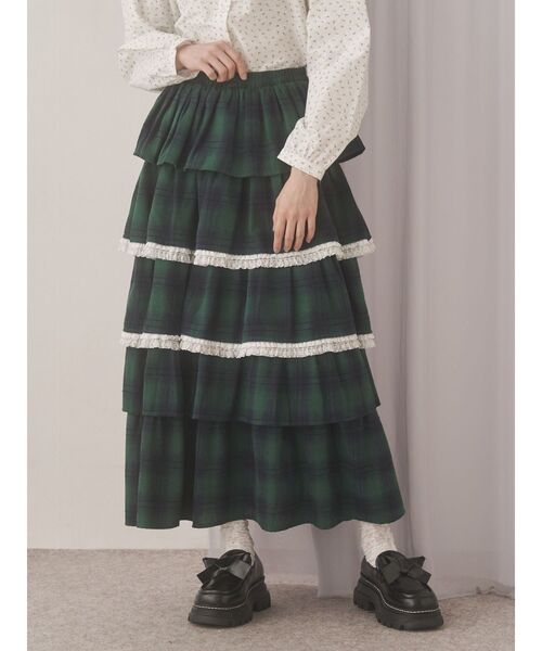 merry jenny（メリージェニー）の「ティアードティアードチェックスカート（スカート・レディース・ブラック/グリーン/レッド・FREE）」の8枚目の写真