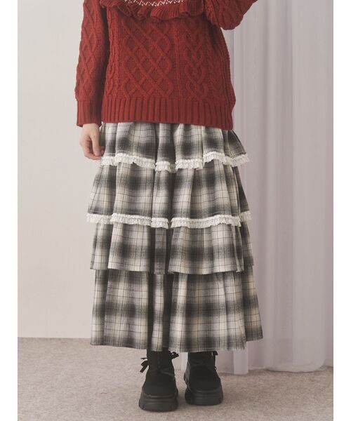 merry jenny（メリージェニー）の「ティアードティアードチェックスカート（スカート・レディース・ブラック/グリーン/レッド・FREE）」の10枚目の写真
