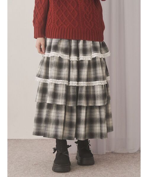 merry jenny（メリージェニー）の「ティアードティアードチェックスカート（スカート・レディース・ブラック/グリーン/レッド・FREE）」の11枚目の写真