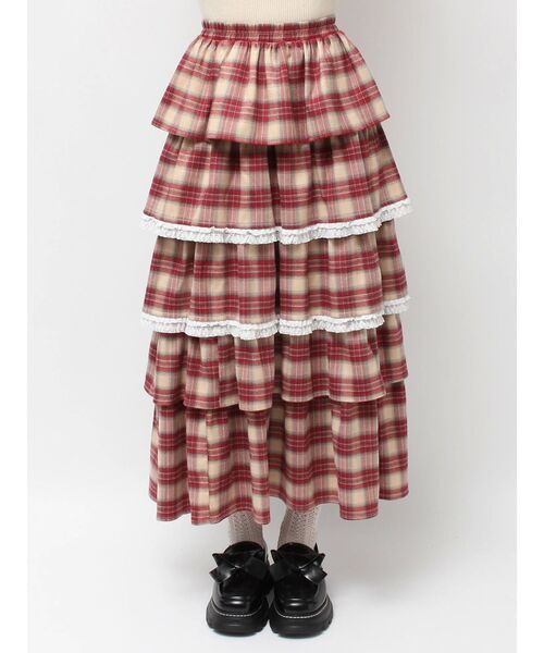 merry jenny（メリージェニー）の「ティアードティアードチェックスカート（スカート・レディース・ブラック/グリーン/レッド・FREE）」の16枚目の写真