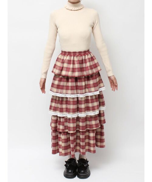merry jenny（メリージェニー）の「ティアードティアードチェックスカート（スカート・レディース・ブラック/グリーン/レッド・FREE）」の10枚目の写真