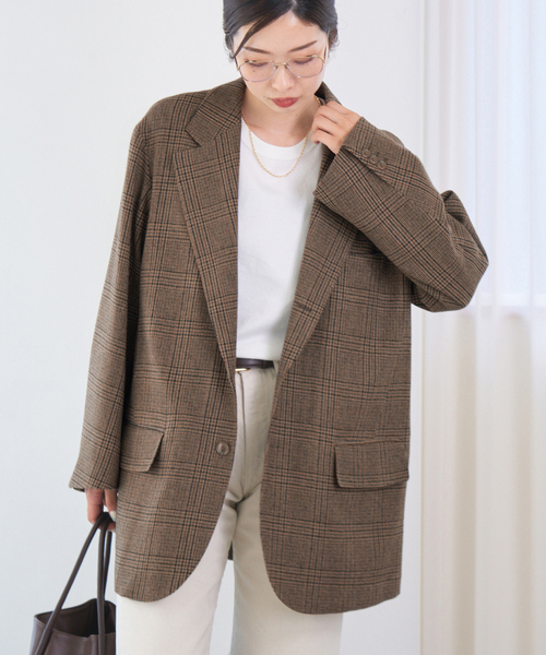 IENA(イエナ)の「COUTURE D’ADAM/クチュールドアダム BIG JK グレンチェック(テーラードジャケット・レディース・ブラウン・38)」の13枚目の写真