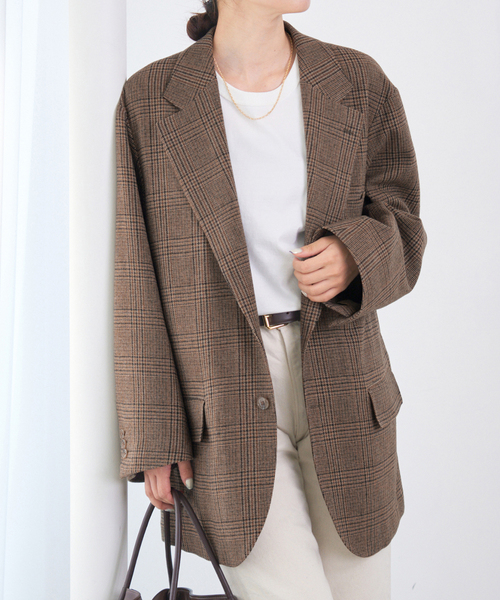 IENA(イエナ)の「COUTURE D’ADAM/クチュールドアダム BIG JK グレンチェック(テーラードジャケット・レディース・ブラウン・38)」の8枚目の写真