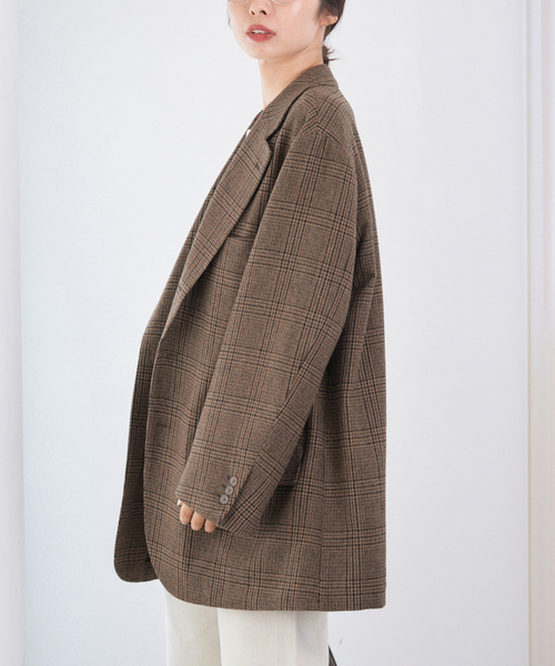 IENA(イエナ)の「COUTURE D’ADAM/クチュールドアダム BIG JK グレンチェック(テーラードジャケット・レディース・ブラウン・38)」の7枚目の写真