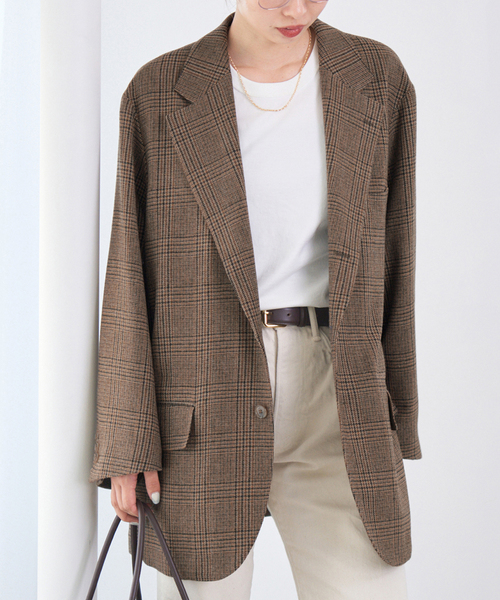 IENA(イエナ)の「COUTURE D’ADAM/クチュールドアダム BIG JK グレンチェック(テーラードジャケット・レディース・ブラウン・38)」の2枚目の写真