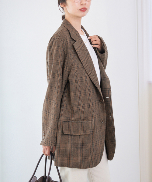 IENA(イエナ)の「COUTURE D’ADAM/クチュールドアダム BIG JK グレンチェック(テーラードジャケット・レディース・ブラウン・38)」の16枚目の写真