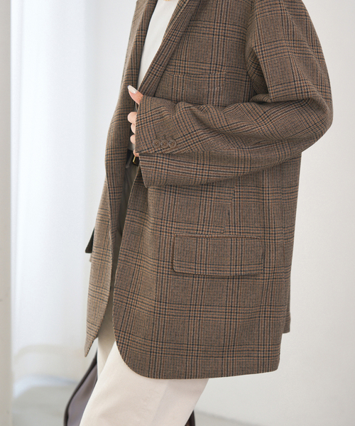 IENA(イエナ)の「COUTURE D’ADAM/クチュールドアダム BIG JK グレンチェック(テーラードジャケット・レディース・ブラウン・38)」の10枚目の写真