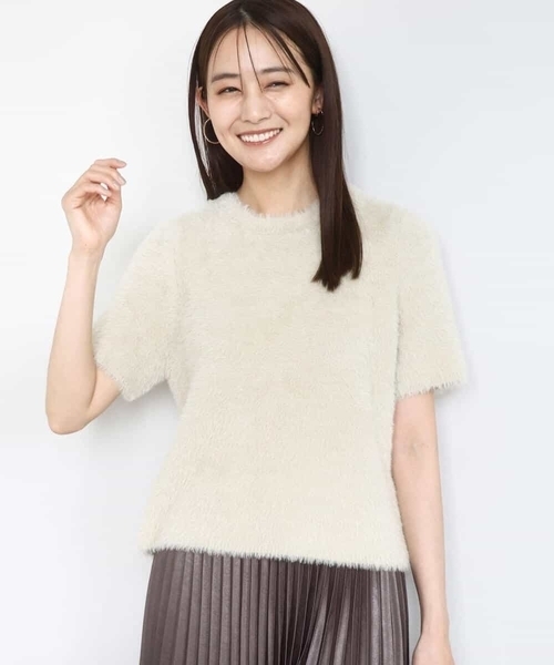 MK MICHEL KLEIN(エムケーミッシェルクラン)の「半袖シャギーニット/洗える(ニット/セーター・レディース・ブルー/ベージュ/ミント・38)」の17枚目の写真