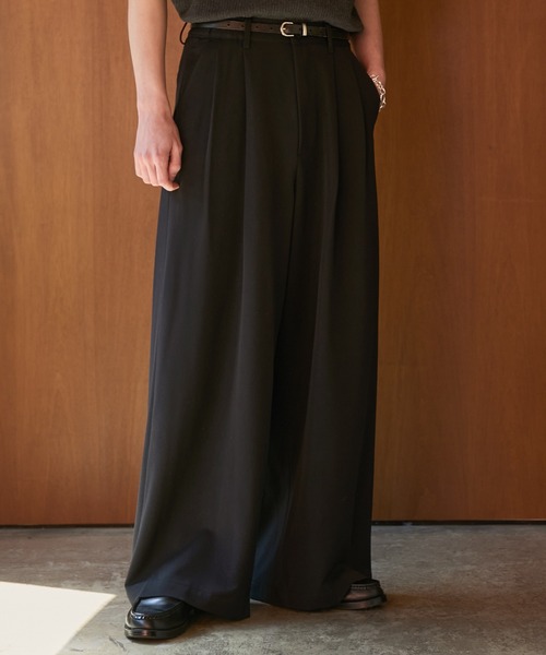 LUENNA】TR 2-Tuck Wide Straight Slacks / TRツータックワイド