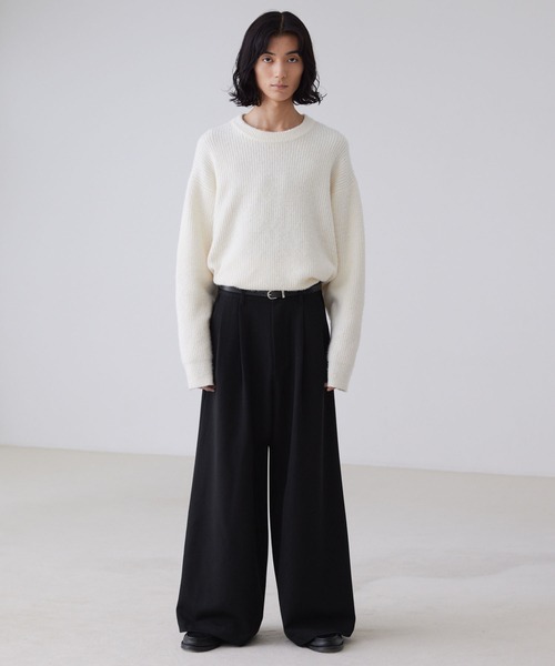 LUENNA】TR 2-Tuck Wide Straight Slacks / TRツータックワイド