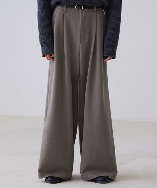 LUENNA】TR 2-Tuck Wide Straight Slacks / TRツータックワイド