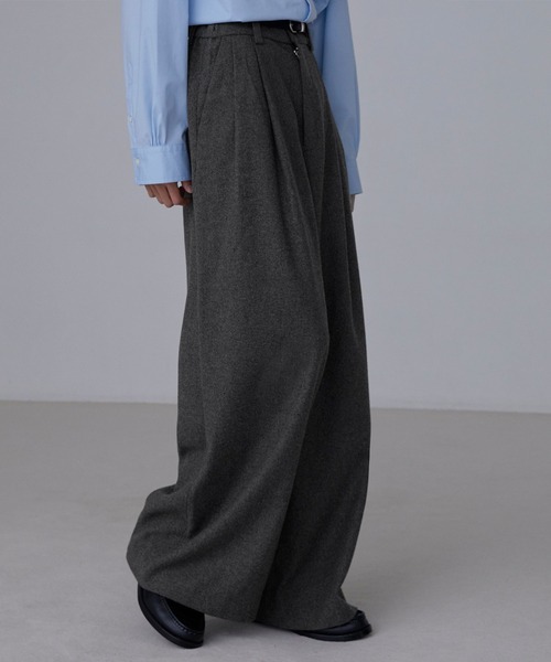 LUENNA】TR 2-Tuck Wide Straight Slacks / TRツータックワイド