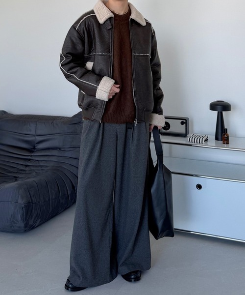 LUENNA】TR 2-Tuck Wide Straight Slacks / TRツータックワイド