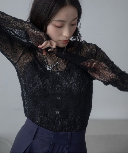 VACANCY(ヴァカンシー)の「ハイネックストレッチレースインナー(Tシャツ/カットソー・レディース・ブルー/ホワイト/ブラック・FREE)」の22枚目の写真