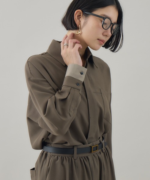 Paradise Picnic(パラダイスピクニック)の「Dignite Collier ダブルカフスシャツ(シャツ/ブラウス・レディース・ブラウン/チャコールグレー・FREE)」の1枚目の写真