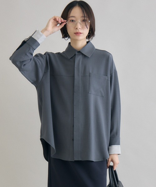 Paradise Picnic(パラダイスピクニック)の「Dignite Collier ダブルカフスシャツ(シャツ/ブラウス・レディース・ブラウン/チャコールグレー・FREE)」の2枚目の写真