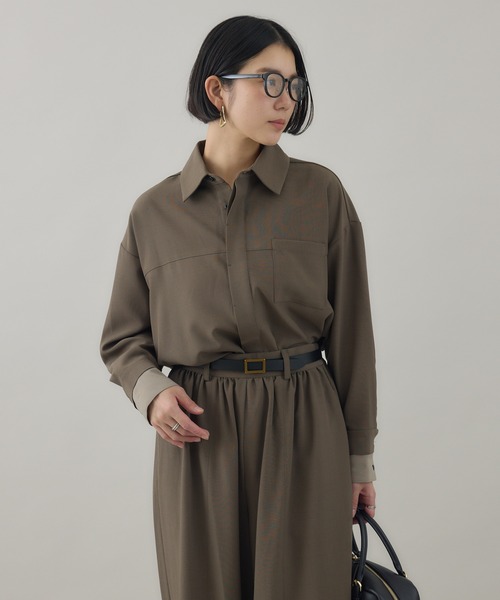 Paradise Picnic(パラダイスピクニック)の「Dignite Collier ダブルカフスシャツ(シャツ/ブラウス・レディース・ブラウン/チャコールグレー・FREE)」の8枚目の写真