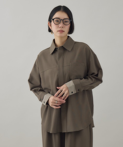 Paradise Picnic(パラダイスピクニック)の「Dignite Collier ダブルカフスシャツ(シャツ/ブラウス・レディース・ブラウン/チャコールグレー・FREE)」の10枚目の写真