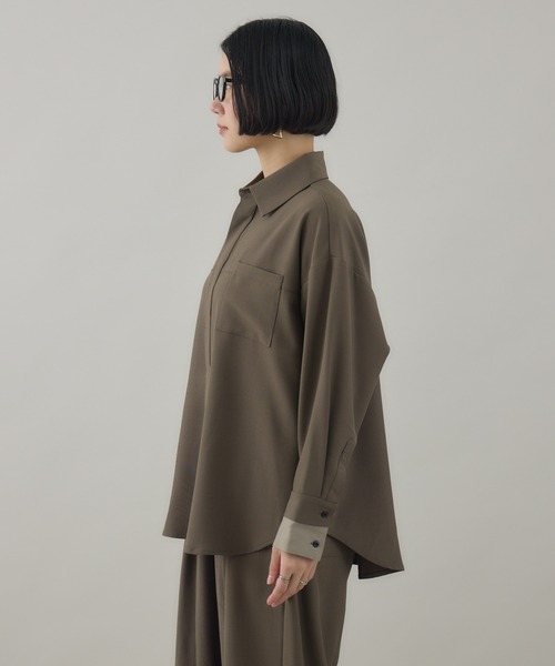 Paradise Picnic(パラダイスピクニック)の「Dignite Collier ダブルカフスシャツ(シャツ/ブラウス・レディース・ブラウン/チャコールグレー・FREE)」の12枚目の写真