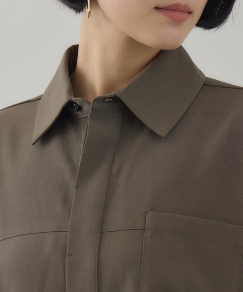 Paradise Picnic(パラダイスピクニック)の「Dignite Collier ダブルカフスシャツ(シャツ/ブラウス・レディース・ブラウン/チャコールグレー・FREE)」の15枚目の写真