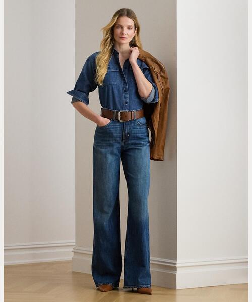 セール】ハイライズ ワイドレッグ ジーンズ（デニムパンツ）｜LAUREN