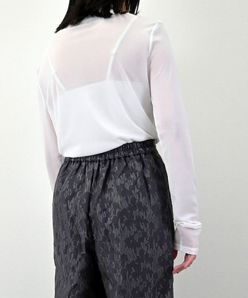 STYLEBLOCK(スタイルブロック)の「パワーメッシュボトルネックロンT(Tシャツ/カットソー・レディース・ダークグレー/マスタード/オフホワイト/パープル/ブラウン/ブラック・M)」の9枚目の写真