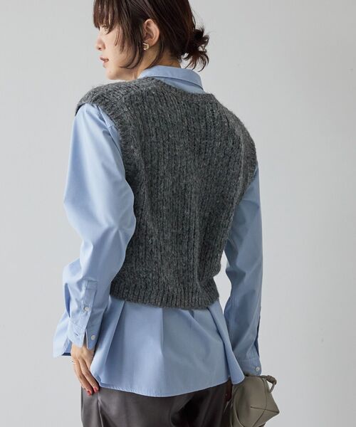 AMERICAN HOLIC（アメリカンホリック）の「【選べる丈】甘編みニットベスト（ベスト・レディース・チャコールグレー/グレイッシュベージュ/サーモンピンク・M/L）」の19枚目の写真