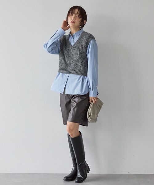 AMERICAN HOLIC（アメリカンホリック）の「【選べる丈】甘編みニットベスト（ベスト・レディース・チャコールグレー/グレイッシュベージュ/サーモンピンク・M/L）」の13枚目の写真